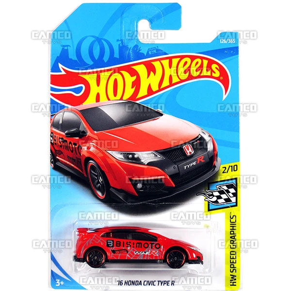 MATTEL 16 Honda Civic Type R #126 Red - 2018 Hot Wheels